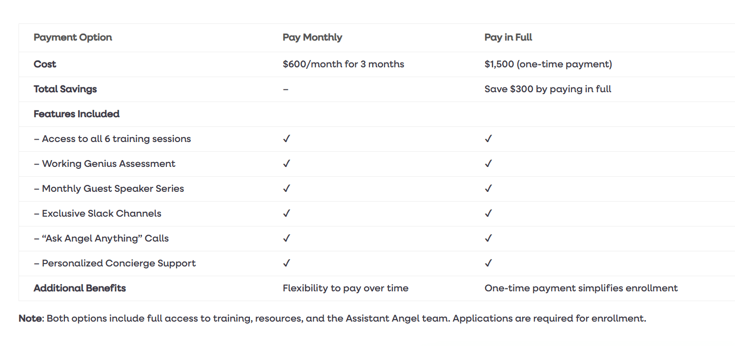 The Excellent Executive Assistant TEEA Pricing Sheet